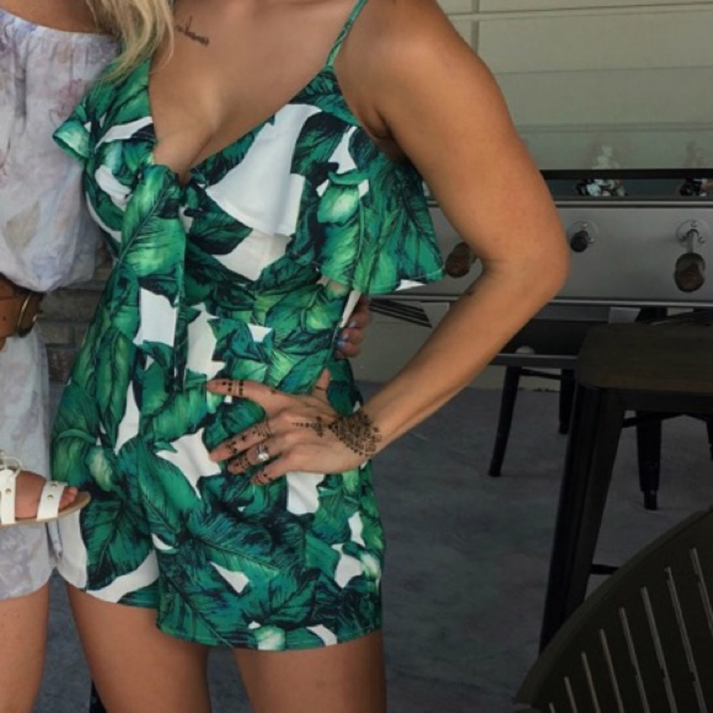 Adorable palm leaf print romper